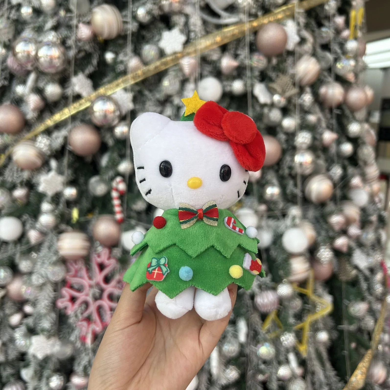 Kawaii Hello Kitty Cute Christmas Tree Dress Up Doll Detachable Headgear Cartoon Bag Plush Pendant Keychain Decorative Toys Gift