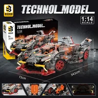 Transparent V12 Block Roadster RC Tech Racer 1:14DIY Roadster building block assembly Block car toy birthday gift 3