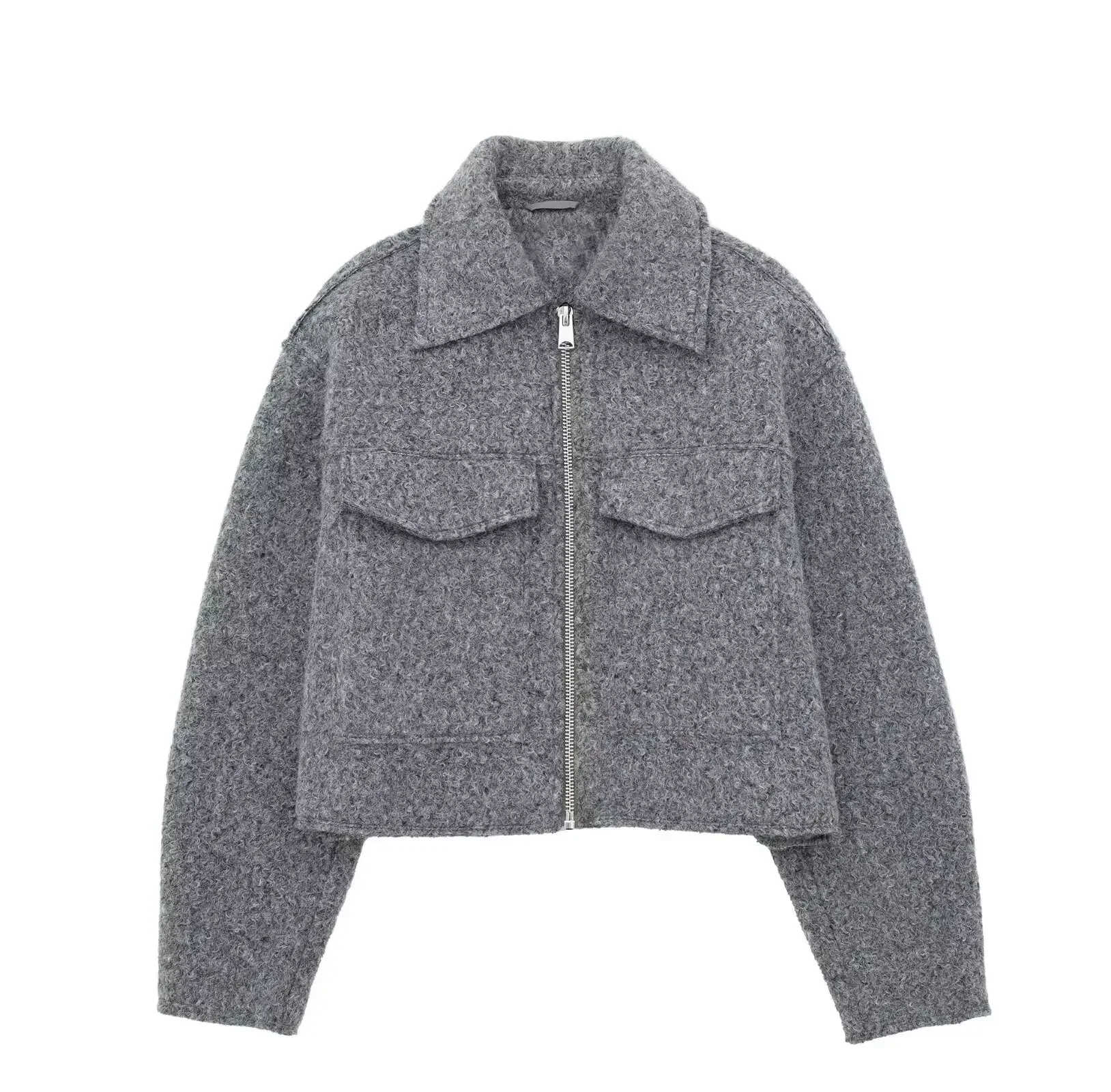 ジャケット・アウター GRAY THEREDTHREAD OVER TWEED ZIP JACKET Tweed Grey Jacket by Derek Lam 10 Crosby x RTR | Rent the Runway