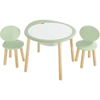 Kids Table and Chairs Set, Kids Wooden Play Table with 2 Chairs, Kids Round Table for Toddlers, Suitable for Bedroom, Playroom 1