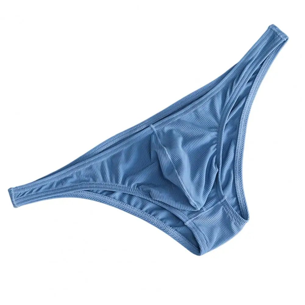 

Men Briefs Ice Silk Thin Stripe Solid Color U Convex Inside Wearing Sexy Quick Dry Thong Panties Soft Underpants Breathable