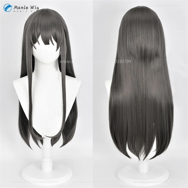 Sakurajima Mai Anime Cosplay Perücke Dunkelgrau Hitzebeständig 2