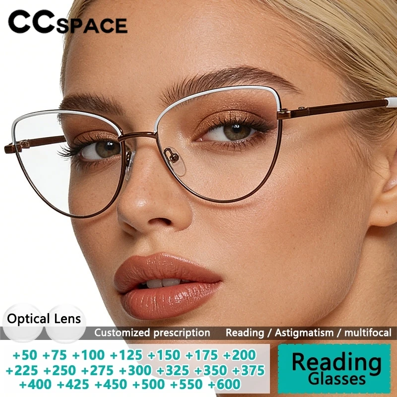 CCspace Korrektionsbrille, Blaulicht-Lesebrille für Damen, Metallrahmen, Computer-Lesebrille, Presbyopie, Dioptrien +0,75 bis +4,0