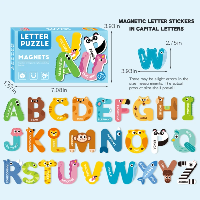 Kids Letters Numbers Animal Vehicle Refrigerator Sticker Magnetic Cognitive Matching Puzzle Educational Toys For Children puzzle toys wooden puzzles wooden toys magnetic puzzle toys board game toys