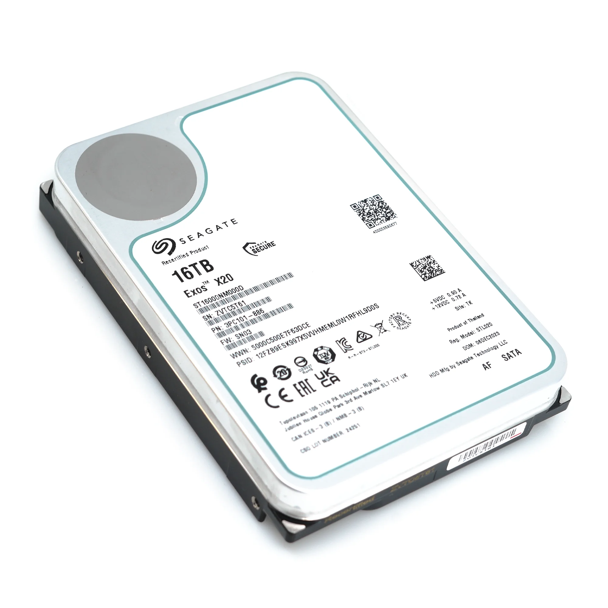 Exos X20   ϵ ̺ HDD, ST16000NM000D, 16TB, 7.2K RPM, SATA, 6 Gb/s, 512e, 3.5 ġ