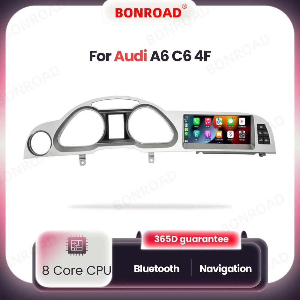 BONROAD coche Android Multimedia estéreo para Audi A6 C6 4F 2005-2011 WIFI Bluetooth Carplay pantalla táctil GPS Navi unidad principal 1