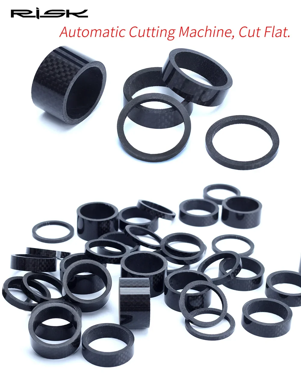 RISIKO 3K Carbon Faser Fahrrad Gabel Spacer für 1-1/8" 28,6mm 1-1/4" 31,8mm OD2 MTB Rennrad Headset Vorbau Einstellung Unterlegscheibe – Detail 4