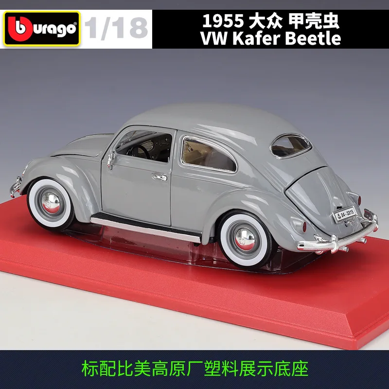 Bburago 1:18 1955 Volkswagen Kafer Kever Legering Model Auto Statische Metalen Model Voertuigen B485