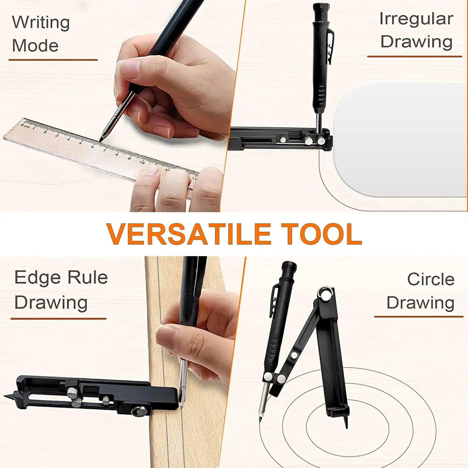 Multifunctional Scribing Pencil Tool Portable Adjustable Clip Design Scribe  Tool DIY Woodworking Profile Measure Gauge