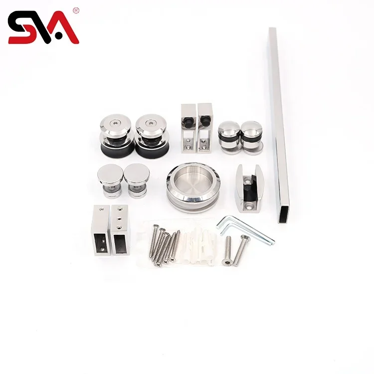 

Bathroom Hardware Set Wholesale SVA-0001 Stainless steel 304 Frameless Sliding Glass Door Hardware Fitting for Shower Room