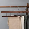 5pcs Premium Solid Wooden Pants Hanger,Non-Slip Blanket Scarf Storage Organizer Rack for Closet,Multi-functional Trouser Holder 2