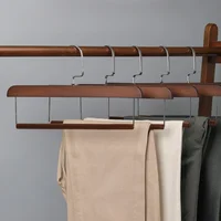 5pcs Premium Solid Wooden Pants Hanger,Non-Slip Blanket Scarf Storage Organizer Rack for Closet,Multi-functional Trouser Holder 2