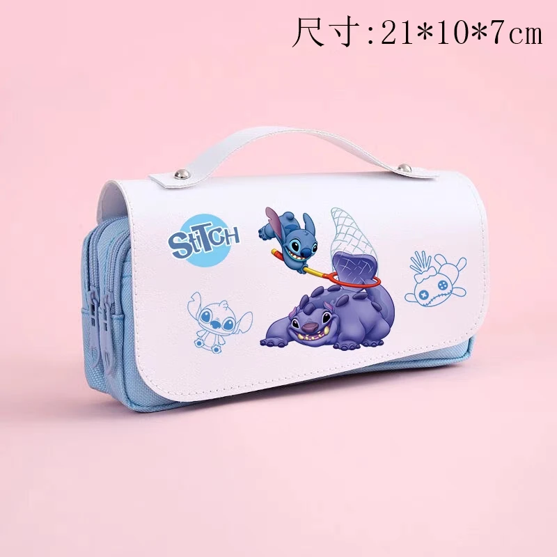 새로운 스티치 연필 가방 학생 인쇄 캔버스 휴대용 편지지 상자 스티치 소년과 소녀 연필 가방 더블 레이어 연필 케이스