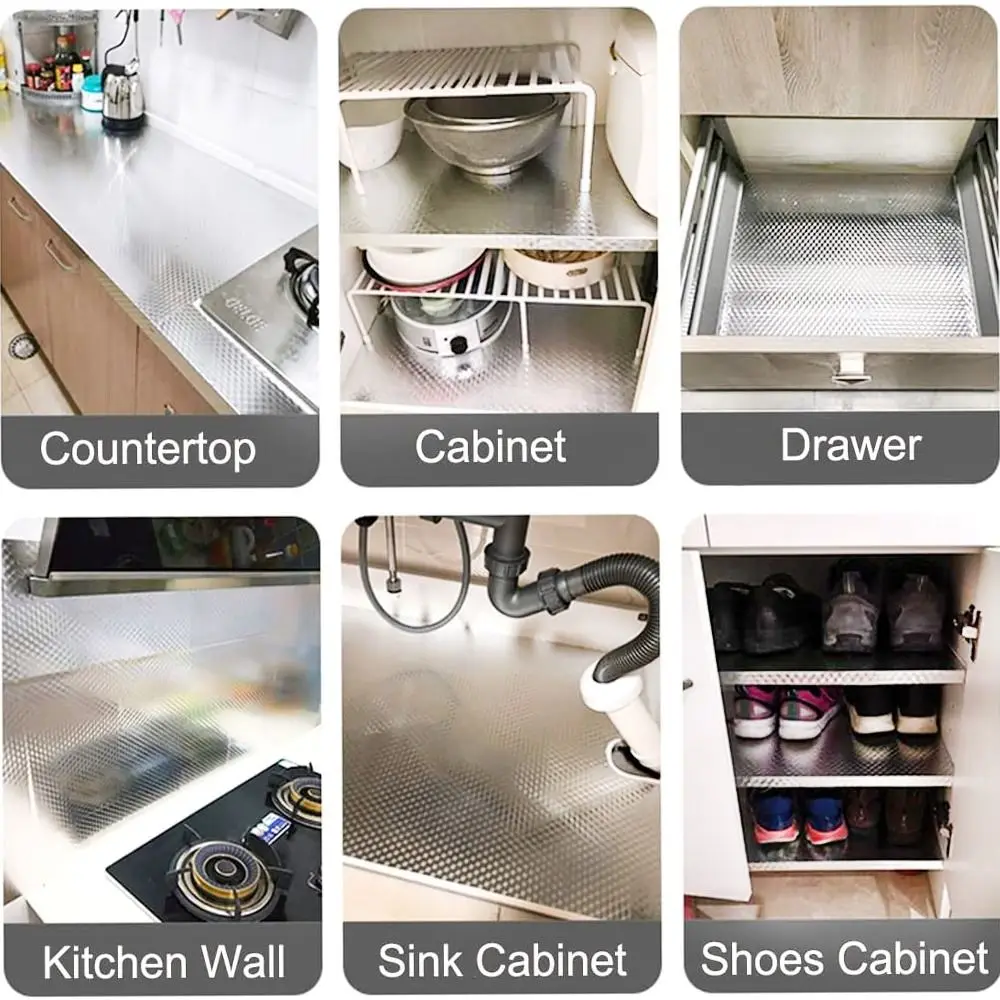 Anti Fouling High Temperature Aluminum Foil Wallpaper Cabinet Contact Papers Kitchen Oil-proof Self Adhesive Stickers wall stickers self adhesive stickers self adhesive wallpaper kitchen wall sticker adhesive wallpaper