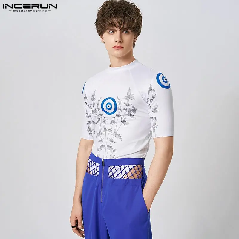 

American Style New Men's Round-neck Fashionable Printed Jumpsuit Casual Party Hot Sale Short-sleeved Bodysuit S-5XL INCERUN 2023