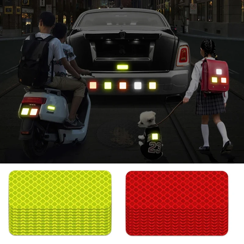 

10pcs Car Bumper Stickers Reflective Car Safety Warning Strip Tape Luminous Car Bumper Reflective Sticker Secure Reflector Decal