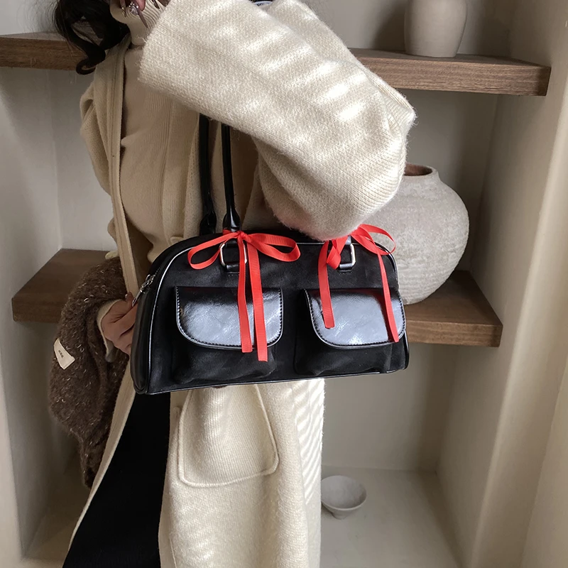 Leftside-Petit sac à main en cuir PU pour femme, sacs à main pour femme, sacs à main sous les bras, double poche, design initié, 2023