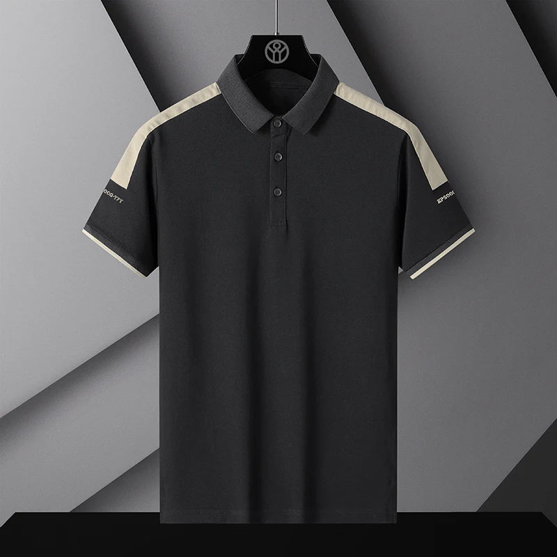 Korea Style Solid 2024 Brand Fashion Polo Shirts Short Sleeve Men\'s Black White Summer Cotton Breathable Tops Tee Oversize 4XL