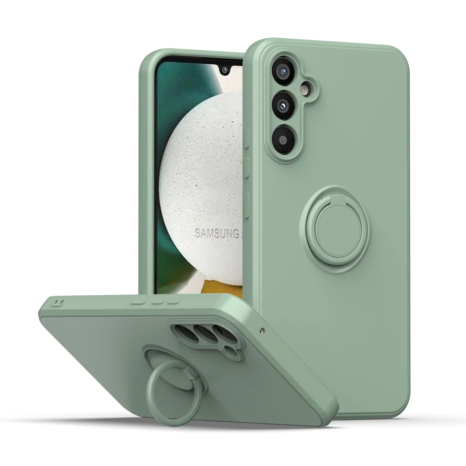 Magnetic Holder Ring Case - Liquid Silicone Phone Cover