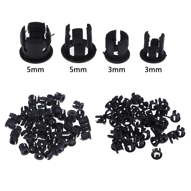 50pcs Black Plastic 3mm 5mm Lamp LED Diode Holder Clip Bezel Socket Mount