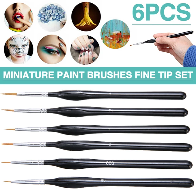 6x Small Miniature Fine Tip Paint Brushes Pen for Acrylic Model