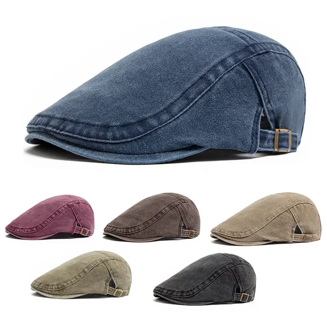Offre spéciale Vintage peintre béret unisexe mode plat visière casquette décontracté automne rétro coton solide gavroche chapeau été réglable 1