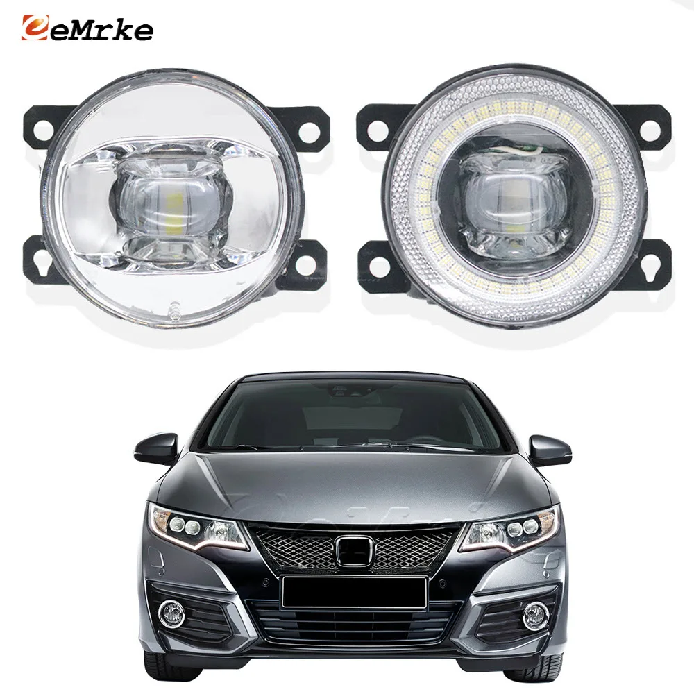 

Led Fog Lamp Assembly with Lens Angel Eyes DRL Daytime Running Light Ring for Honda Civic FK MK9 Hatch Tourer Type R 2012-2017