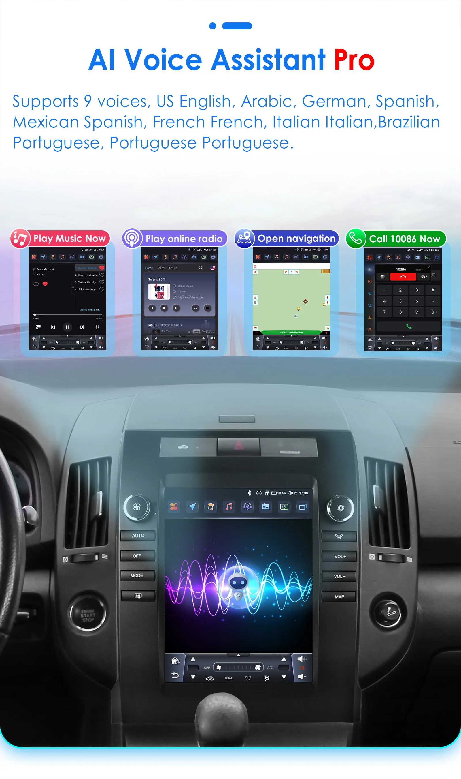 Hizpo 9,7-Zoll-Vertikalbildschirm-Android-Autoradio für Toyota Verso Corolla 2004-2009 2006 im Tesla-Stil mit Multimedia, Carplay, GPS und 4G – Detail 18