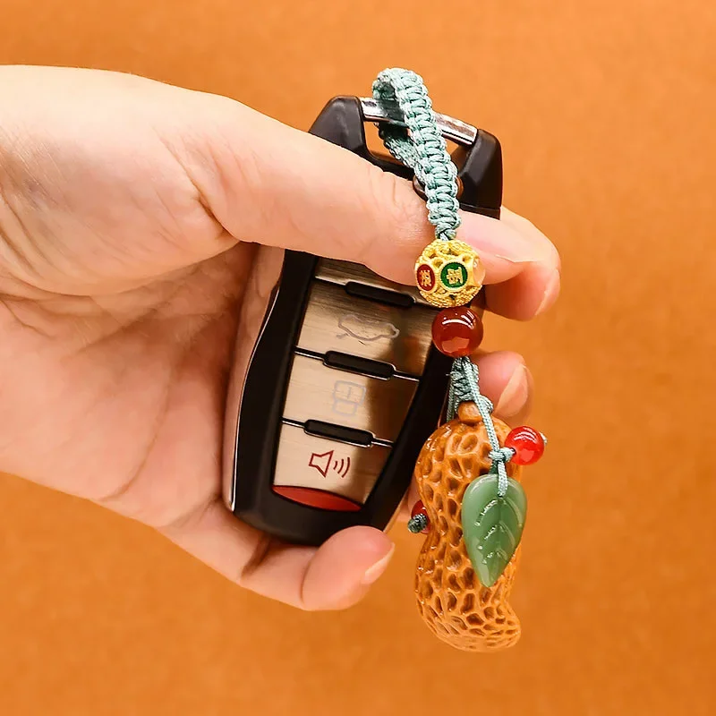 행운의 땅콩 휴대폰 펜던트, 신선한 유리 조롱박 모양 휴대폰 체인 장식, USB 드라이브 거치대, 창의적인 인기