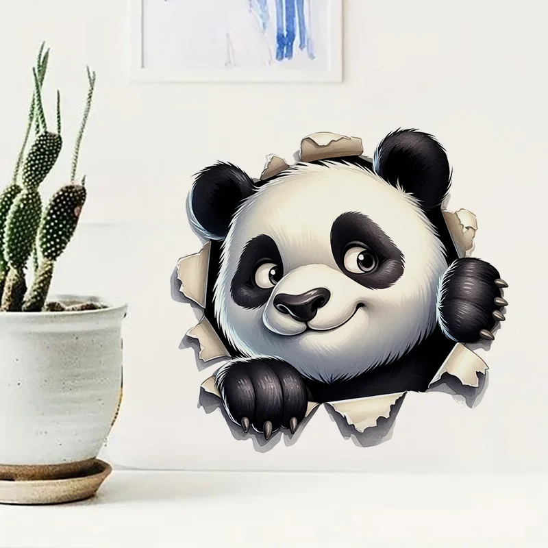 90863# Panda in the Hole Self-Adhesive Toilet Stickers,Wall Decal Removable, Reusable Vinyl Car Sticker for Bathroom Decor
