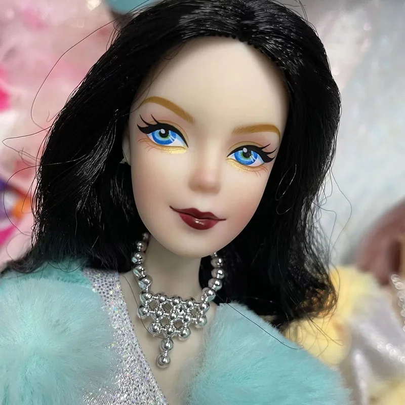 30cm Lady Doll's Head with Big Wavy Curly Hair 1/6 Dress Up Accessories Girls Diy Toys 5