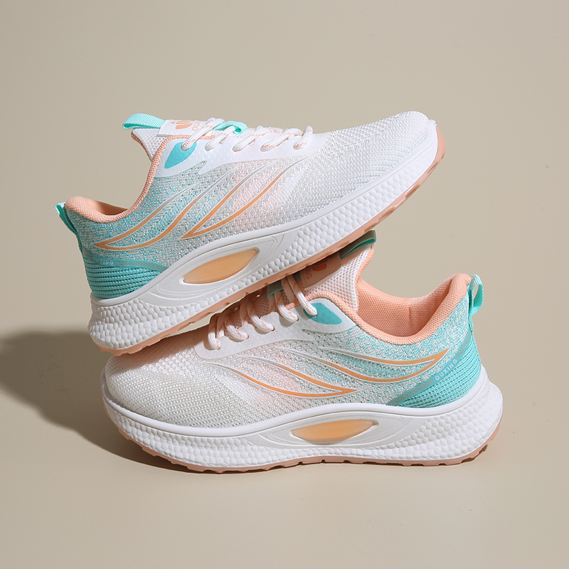 Spring Women New Mesh Lightweight Sports Breath Lace Up Fitness Comfortable Thick Soled Casual Running Shoes Tenis Masculino