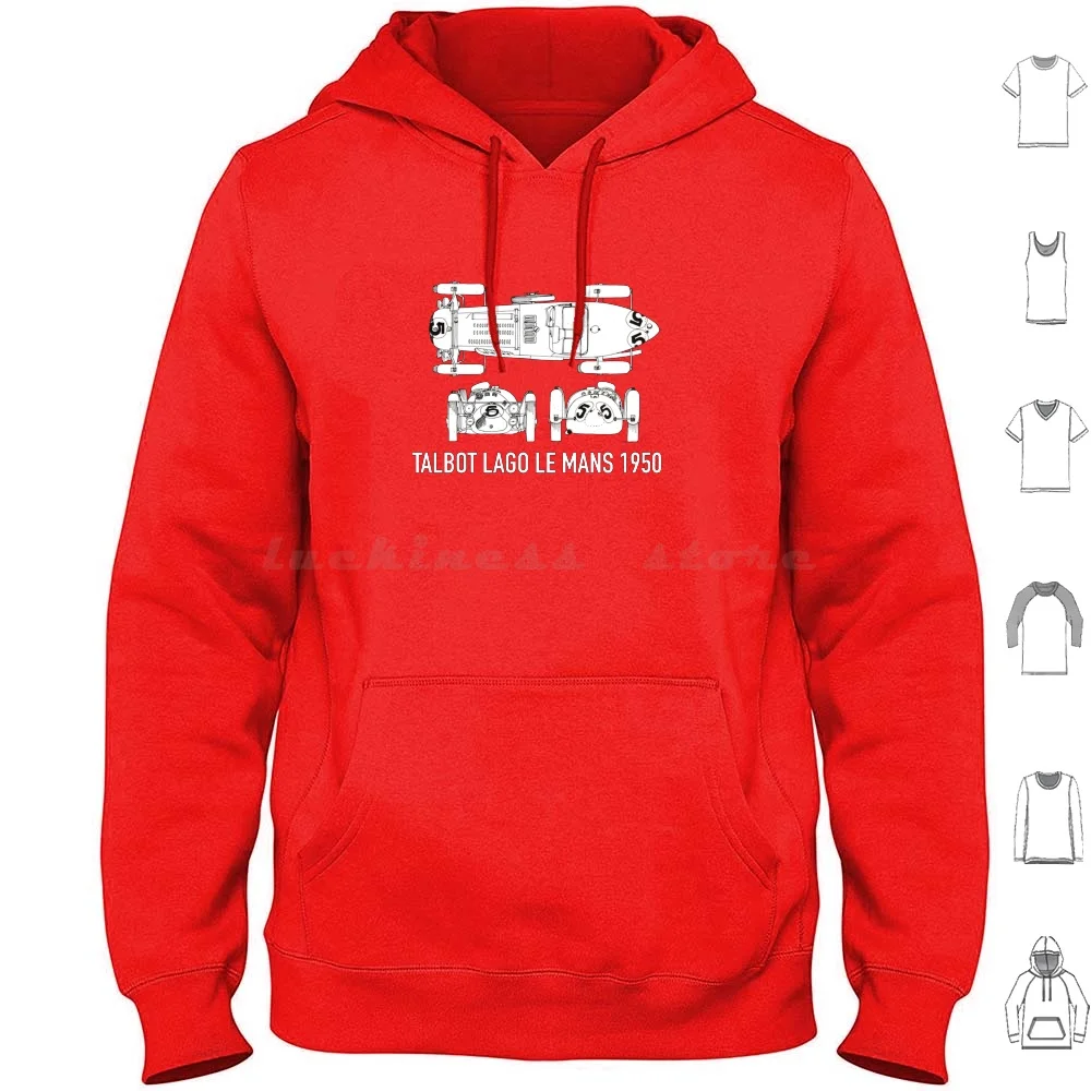 Talbot Lago Le Mans 1950 Felpe Con Cappuccio Manica Lunga Talbot Lago Le Mans 1950 Auto Vintage Blueprint Le Mans Racing Race