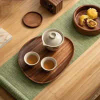 Walnut Wood Dinner Plate Japanese Solid Wood Dinner plate Irregular Oval FruitPlate Household WoodPlate Creative Dim Sum TeaTray 1