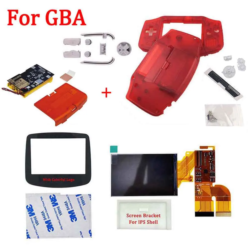 

IPS V3 LCD Screen with Glass Lens Case 1800mAh Built-in Lithium Battery Type-C Charging Battery for GBA GameBoy Advance kits