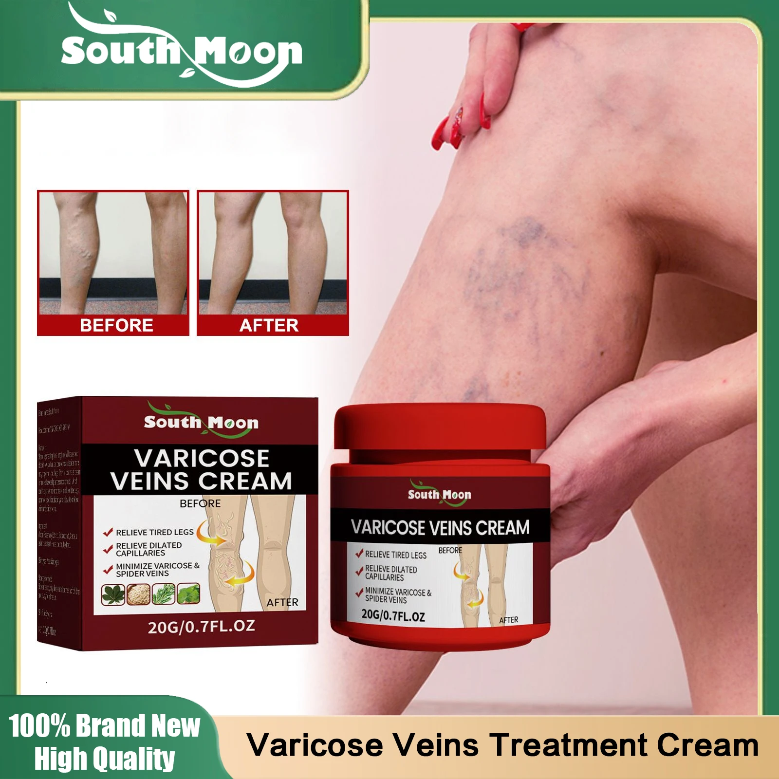 

Varicose Veins Treatment Cream Vasculitis Phlebitis Angiitis Removal Relieve Dilated Capillary Spider Pain Relief Ointment 20g