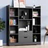 Bookshelf, 4-Tier Open Shelf Bookcase with 2 Drawers and 10 Cubes, Wood Cube Storage Organizer Shelf, 39.4" W X 47.2" H 5
