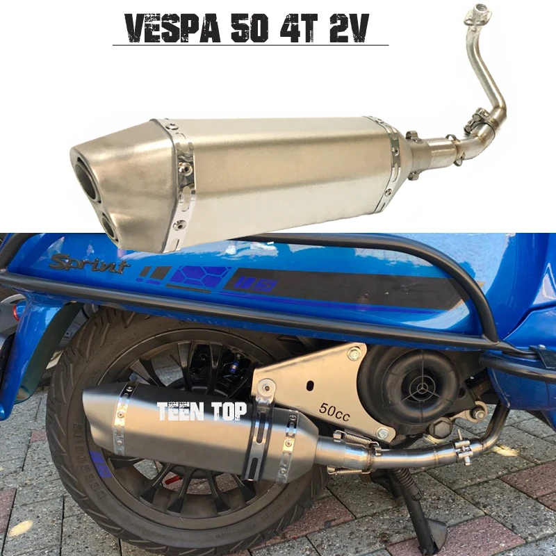 50cc Exhaust Motorcycle Muffer For Vespa 50CC Piaggio Sccoter Exhaust HPE Engine Muffler Silencer Moto Full Exhaust System Tube - Image 5