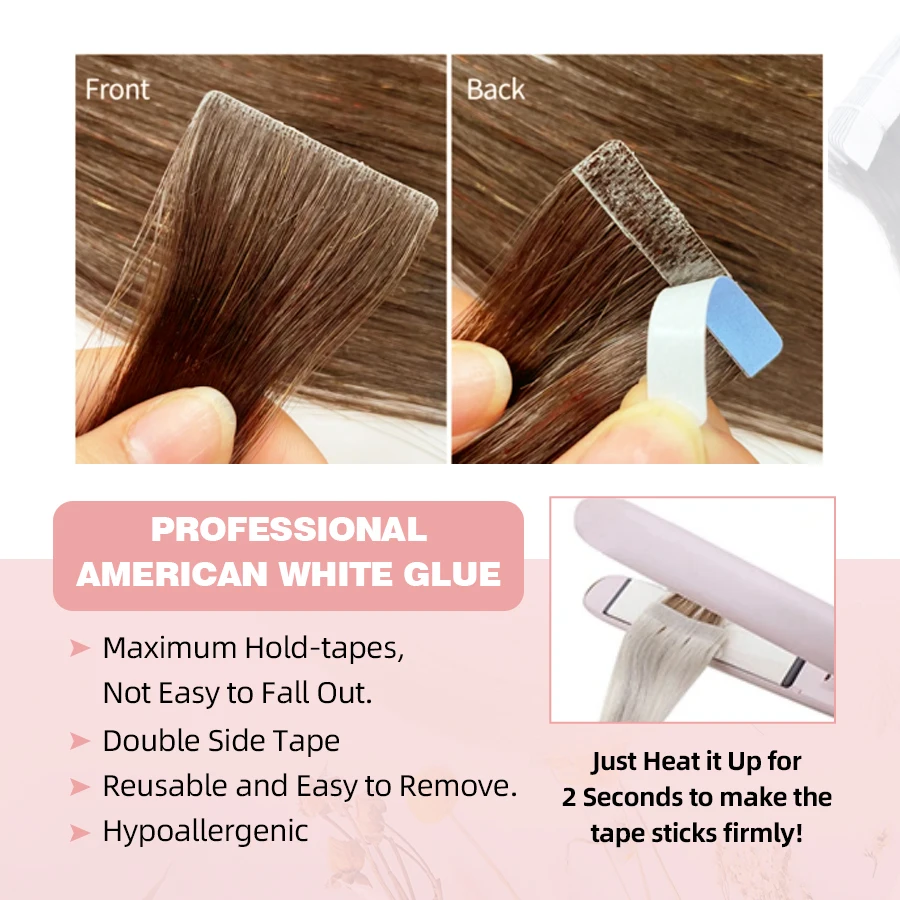 Neitsi PU Skin Weft Invisible Tape In Hair Extensions Natural Straight Remy Human Hair Seamless Adhesives Handtied Tape Ins
