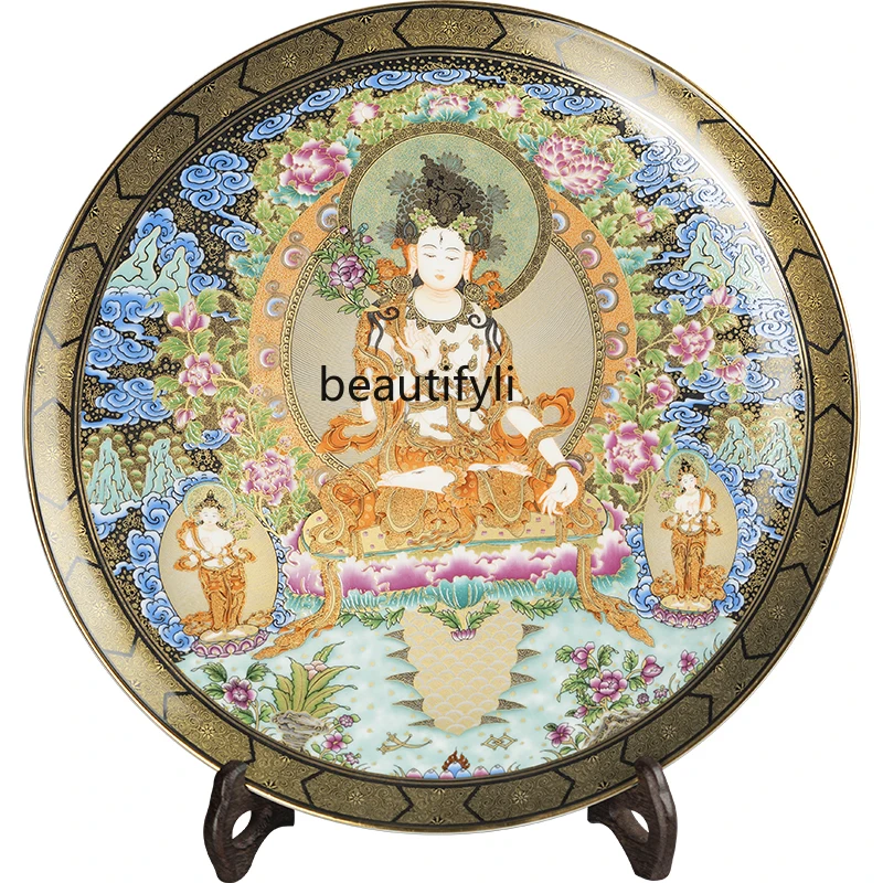 

Jingdezhen Ceramics Porcelain Plate Hanging Plate Antique Shelf Hallway Worship Decoration