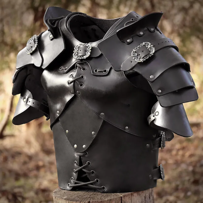 

Medieval Ancient Greek Roman Gladiator PU Leather Cuirass Viking Warrior Chest Shoulder Armor Steampunk Breastplate LARP Costume