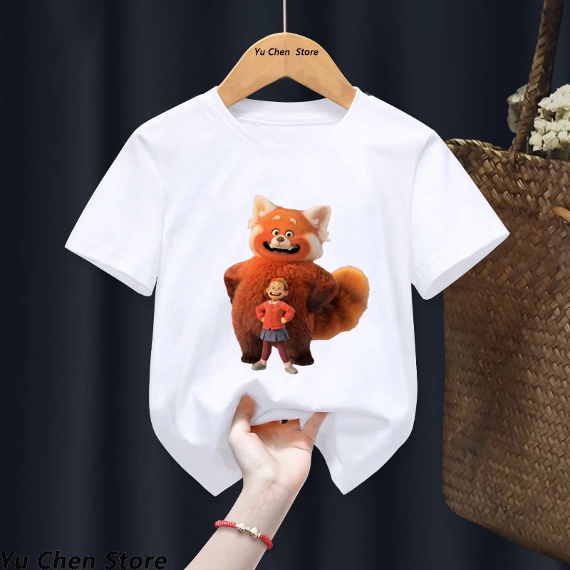 t shirt baby boy	 Cartoon Animation Turning Red Boys' And Girls' T-shirt Harajuku Summer White Print Girls' Boys' Top Short Sleeve Aestheticism t-shirt for kid girl