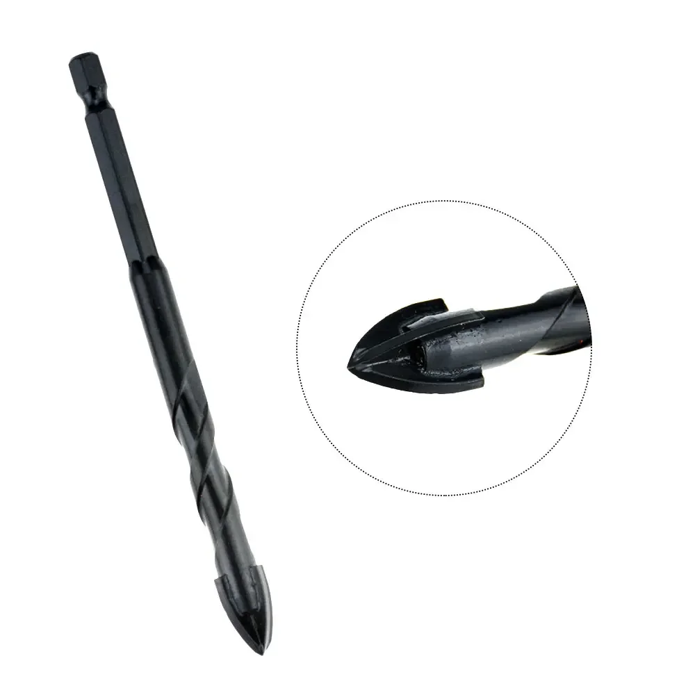 Ceramic Tile Drill Bit 5/6/8/10/12mm Hex Shank Cross Tip Carbide Tipped For Glass Ceramic Concrete 1Pc