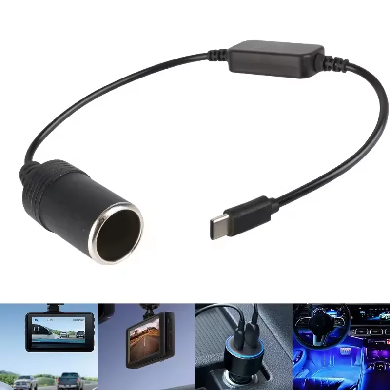 5V 12V 변환기 케이블 연장기 USB 유형 C 충전기 담배 라이터 소켓 전원 어댑터 전자 자동차 액세서리
