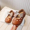 Little Girl Leather Shoes Fashion Sweet Bowtie Children's Flats Embroidery Causal Kids Versatile Princess Wedding Shoes Non-slip 4