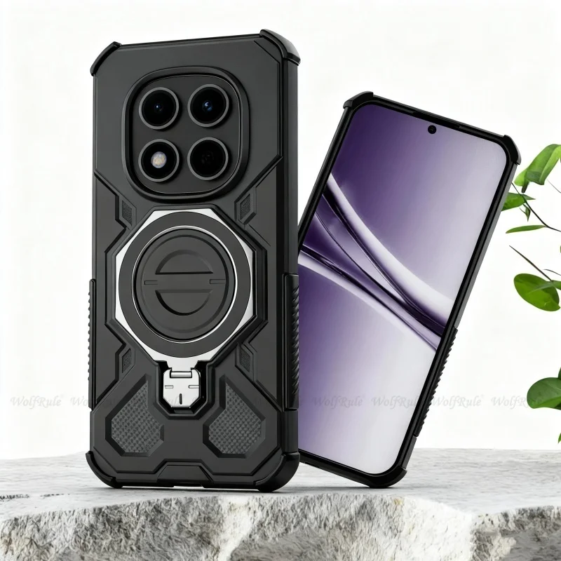 Shockproof Bumper Case with Ring Holder and Magnetic Adsorption Cover