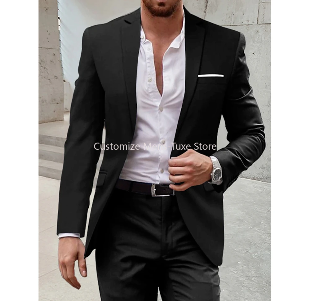 Men Suits 2 Piece Formal Notch Lapel Single Wedding Tuxedo Fashion Business Casual Office Daily Male Suit