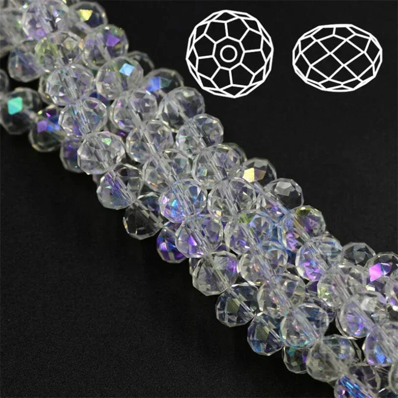 thumbnail image 1 of Cuentas facetadas de cristal de calidad AAA, cuentas espaciadoras Rondelle de 3, 4, 6, 8 y 10mm, suministro de joyería para proyectos de abalorios DIY, 1 of 5