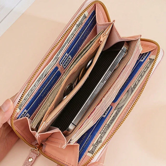 Stitch Long Zip Wallet with Stitch Print & Wrist Strap, Multi-Card Cute Cartoon Pattern Soft Texture Wallet for Women, 4 Colors 5