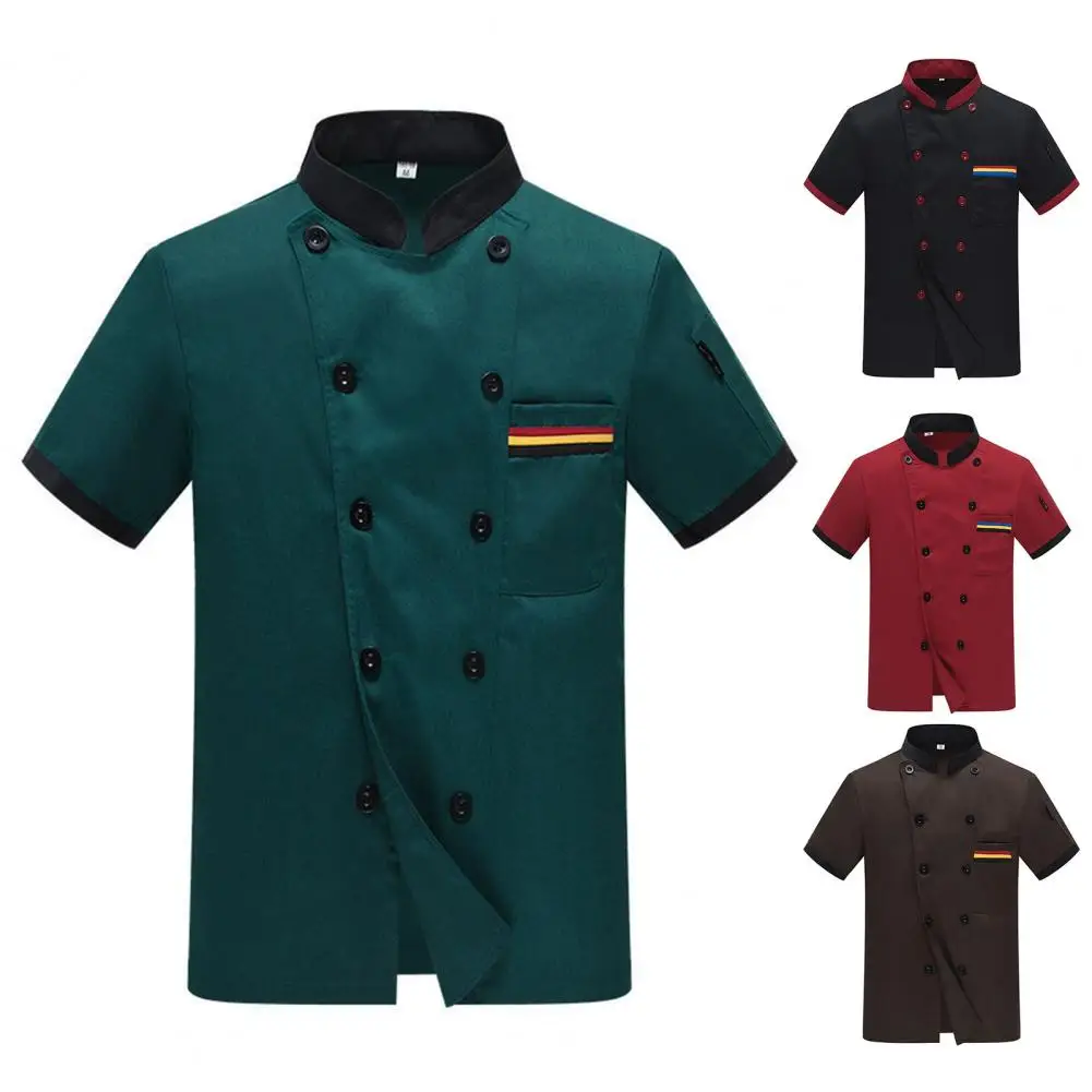 Chef Uniforms Breathable Super Soft Moisture Absorption Chef Coat Shirt Double Breasted Unisex Chef Jacket for Restaurant